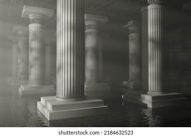 Abstract Decor With Greek Columns. 3d Rendering