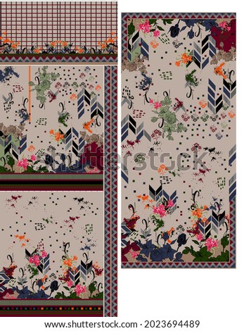 Abstract design compose with geomatric elements,borders,patterns and with texture background