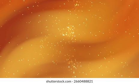 Abstract design featuring an amber background with a shimmering, golden glitter effect.  The particles are subtly distributed, with a flowing, smooth gradation of color