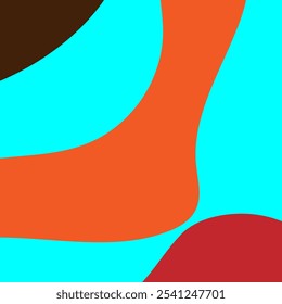 Abstract design featuring bold red, orange, and brown shapes against a bright turquoise background. Perfect for modern decor, branding, and creative digital applications - Powered by Shutterstock