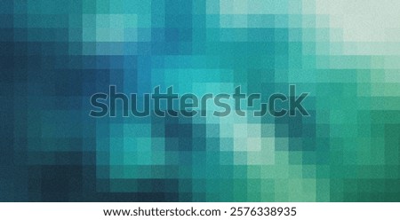 Abstract design featuring a pixelated pattern with shades of blue and green, creating a textured and grainy visual effect suitable for backgrounds