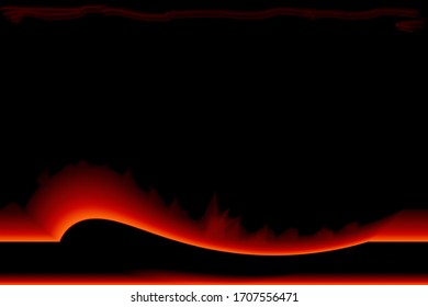 Abstract design of fiery red lines on black background.