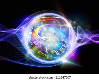 Abstract design made of clock elements and turbulence lines on the subject of time, schedule, deadlines and time critical processes