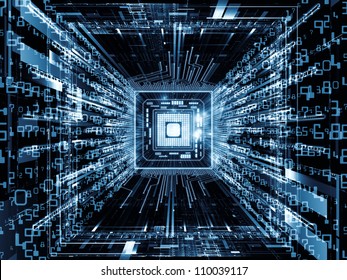 Abstract Design Made Of Computer Chip, Numeric And Abstract Elements On The Subject Of Computers,  Math And Information Technology