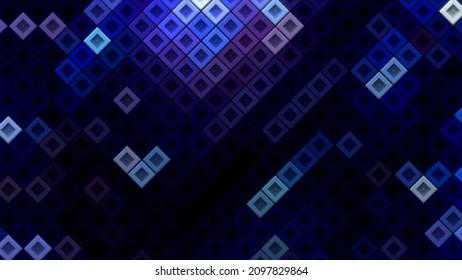 Abstract Diagonal Square Mosaic Pattern Background, Seamless Loop Motion Graphics. Motion. Flickering Tile Silhouettes.