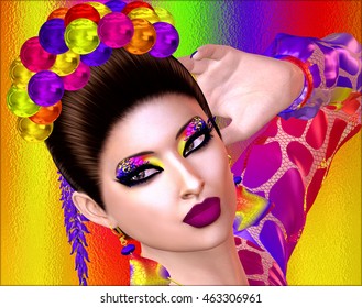 Abstract digital art of mysterious Indian or Asian fantasy woman. Perfect for themes on belly dancing,diversity,fantasy,mystery,culture and more. It's a 3d render. - Powered by Shutterstock