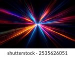 Abstract digital art with streaks of light in various colors converging at the center, creating a dynamic and energetic effect.