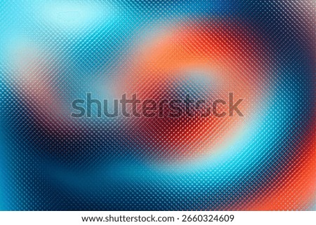 An abstract digital artwork featuring a dynamic swirl of vibrant colors transitioning from bright teal to fiery orange and deep blue with a subtle textured effect