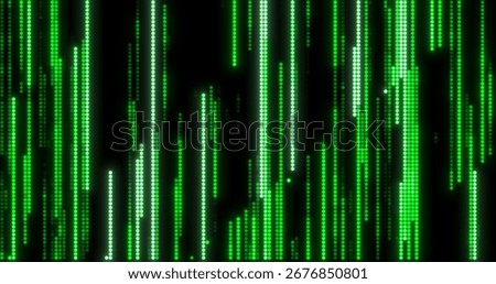 Abstract digital artwork featuring vertical patterns of green light streams on a black background, reminiscent of the iconic matrix style.