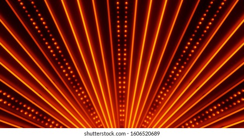 Abstract Digital Background For Carnival Concept. Red Neon Light Strip On Dark Background. 3d Rendering Illustration.