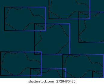 Abstract digital background featuring overlapping rectangular frames with electric blue-to-black gradients integrated with thin organic lines over a dark teal background. This modern, high-tech composition represents digital connectivity and structured creativity, ideal for IT banners, software interface concepts, and professional presentations.