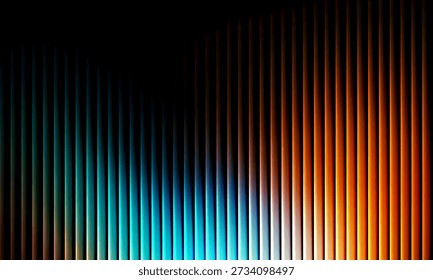 Abstract digital background featuring vibrant vertical glowing lines transitioning smoothly between cool blue and warm orange tones
