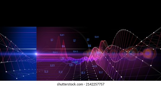 Abstract Digital Background With Graph Digital Research With Blurred Lines On Black.Big Data.  Analytics Data Computing Concept.  Banner For Business, Science And Technology. 