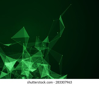 Abstract Digital Background With Green Geometric Particles