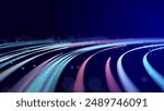 Abstract digital background of moving particles. Information space flow. Big data visualization. 3d