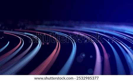 Abstract digital background of moving particles. Information space flow. Big data visualization. 3d