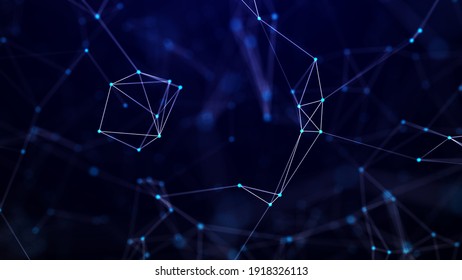 Abstract Digital Background Of Points And Lines. Glowing Plexus. Big Data. Network Or Connection. Abstract Technology Science Background. 3d Rendering