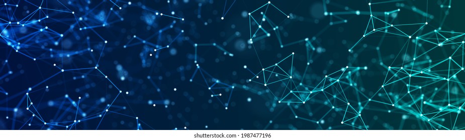 Abstract digital background of points and lines. Black and white plexus. Big data. Network or connection. Abstract technology science background. 3d rendering