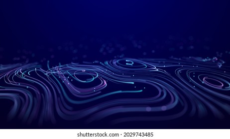 Abstract Digital Background From Rounded Colored Lines. Information Flow Space. Big Data Visualization. 3D .