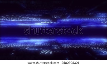 Abstract digital blue background with matrix. Science backdrop of many particles. Big data visualization. 3d rendering.
