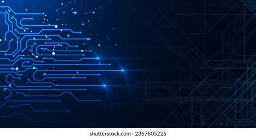 Abstract digital blue circuit backdrop. Technology, chip and innovation concept. 3D Rendering