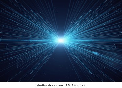 Abstract digital blue ray background. 3D Rendering 
