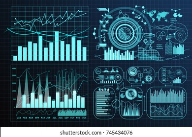 Abstract digital business interface background. Analytics concept. 3D Rendering 