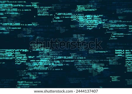 Abstract digital code streaming on a dark blue background conveying a concept of cyberspace and data technology. 3D Rendering