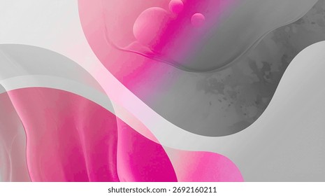 Abstract digital composition with delicate pink, gray and white gradients, featuring smooth flowing curves and futuristic lighting effects