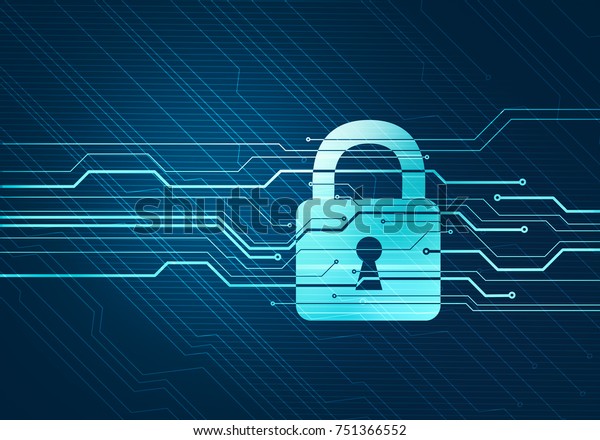 回路マイクロチップの背景にロックとインターネットデータセキュリティと安全に関する抽象的なデジタルコンセプト ブランド グラフィックデザイン 壁紙 の イラスト素材 751366552