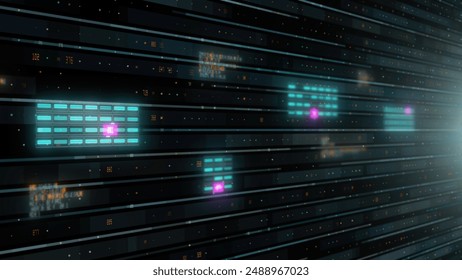 Abstract Digital Cyberspace with Data Analysis Technology Digital Background.