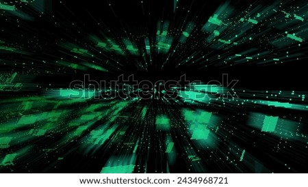 Abstract digital data stream background with a green matrix-like effect.