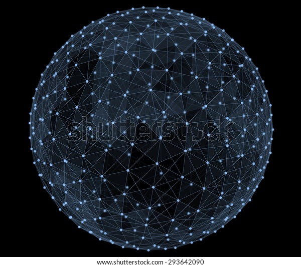 Abstract Digital Global Network Wireframe Illustration のイラスト素材