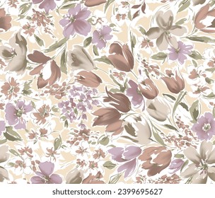 Abstract Digital Hand Drawn Seamless floral pattern background. ready for print