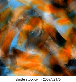 Abstract Digital Hand Painting Psychedelic Blurred Brush Strokes Seamless Pattern Tie Dye Batik Background