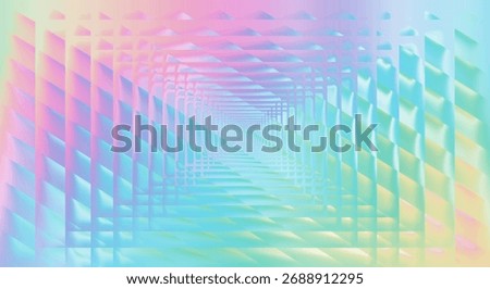 An abstract digital illustration featuring a mesmerizing tunnel with a repeating geometric pattern. The soft pastel colors blend seamlessly, creating an ethereal and futuristic atmosphere with a subtl
