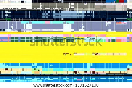 Abstract digital image with glitch effect, visible pixel and distortions, interference tv or computer screen failure, ink and mix media, digital art.