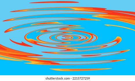 An Abstract Digital Impression Of Ripples Of Fire In Water With Blue, Orange, And Red Gradients.