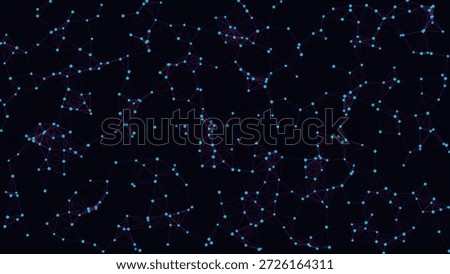 Abstract digital network background with interconnected blue dots and purple lines