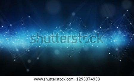 Abstract digital network connection blue background 3D rendering
