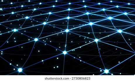 Abstract Digital Network Grid with Glowing Connected Nodes