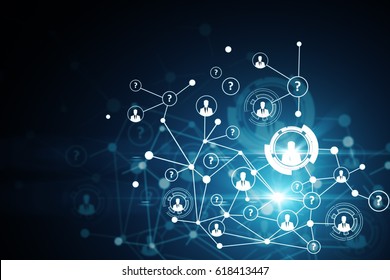 Abstract Digital Network With HR Icons. Networking Concept. 3D Rendering