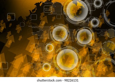 Abstract digital Orange background with arrows