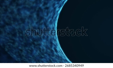 Abstract digital particle waves with light. Particle waves background, data flow, cyber technology. Screensaver animation