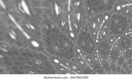 Abstract digital pattern with geometric shapes and light reflections on a gray background. Ideal for use in design as a modern tech-themed backdrop or texture layer.