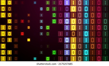 Abstract Digital Shiny Flat Screen Multicolored Grid Square Matrix Binary Code Pattern Background