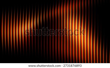 Abstract digital technology background with glowing orange and amber vertical waves on black. Futuristic cyber data stream aesthetic with vibrant light rays and dark creative backdrop