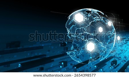Abstract digital technology background with Microelectronics Circuits Board Background and Digital Globe.