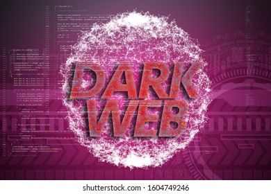 the abstract digital technology dark web text background, danger internet, data braking