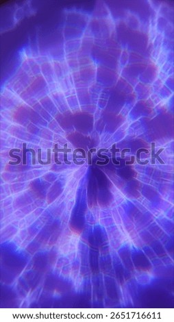 Abstract digital vortex with glowing blue and purple patterns radiating from the center.